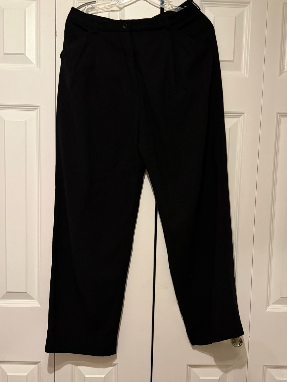 Eileen Fisher Italy 100% Wool Black Wide Leg Trousers Pants Medium